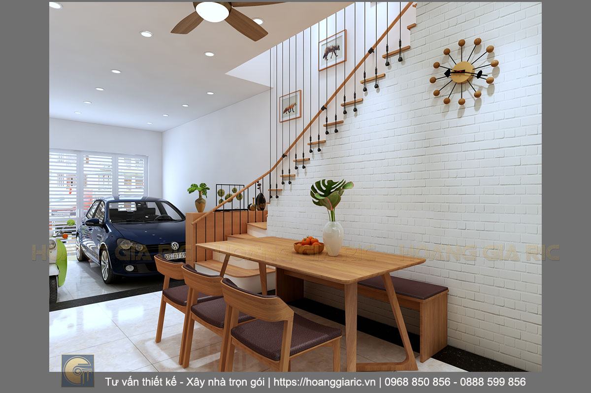 Thiết kế phối cảnh nội thất phòng bếp ăn 4 nhà phố hiện đại Hải phòng hp2017
