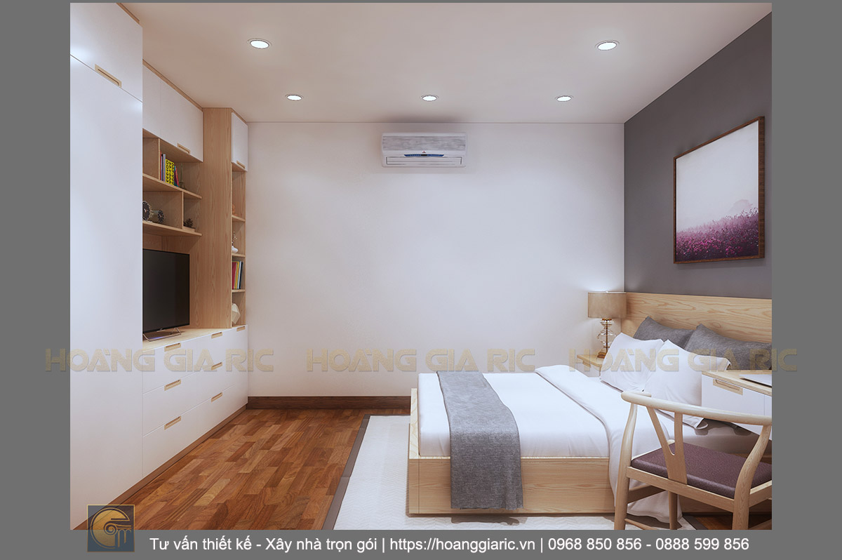Thiết kế phối cảnh nội thất phòng ngủ 1.5 nhà phố hiện đại Hải phòng hp2017
