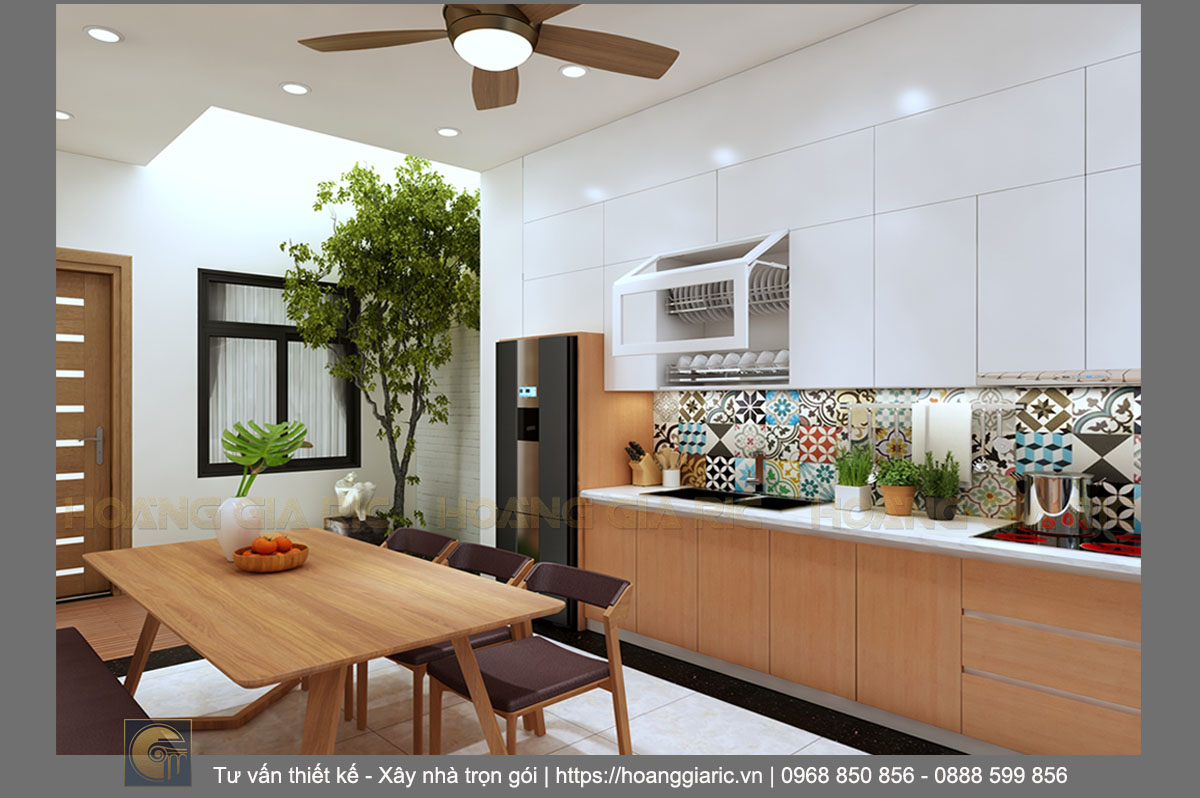 Thiết kế phối cảnh nội thất phòng bếp ăn 5 nhà phố hiện đại Hải phòng hp2017