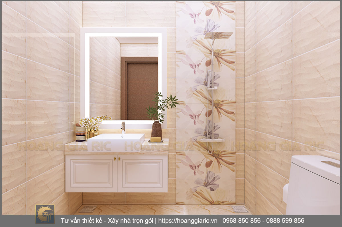 Thiết kế nội thất chung cư tân cổ điển Hà nội dv12018, phối cảnh phòng tắm 2.1