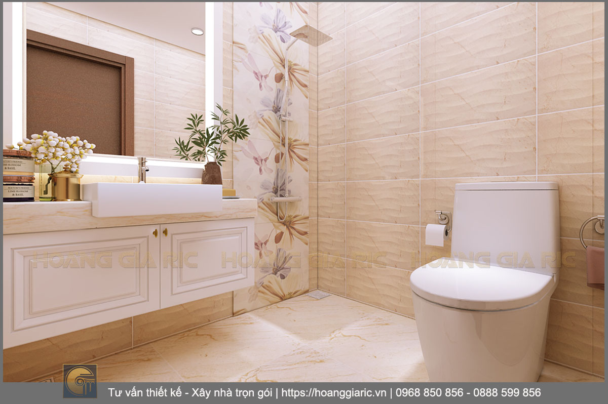 Thiết kế nội thất chung cư tân cổ điển Hà nội dv12018, phối cảnh phòng tắm 2.2
