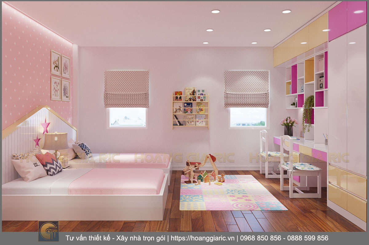 Thiết kế nội thất nhà phố tân cổ điển Hà nội ht2018, phối cảnh phòng ngủ 1.2