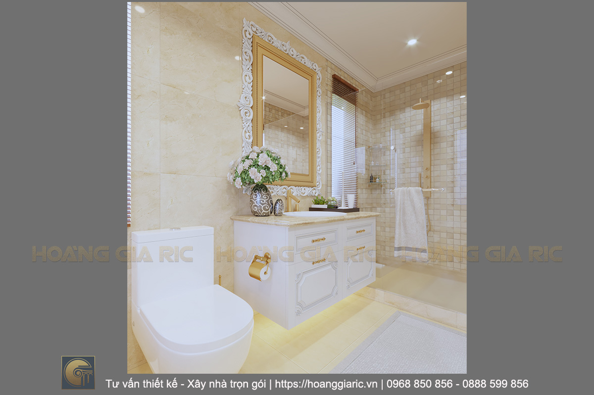 Thiết kế nội thất biệt thự tân cổ điển Hải dương nd12018, phối cảnh phòng tắm 2.4