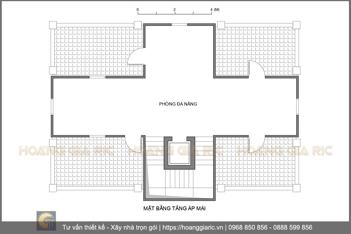 Thiết kế mặt bằng bố trí nội thất tầng áp mái biệt thự tân cổ điển Hải dương nd12018