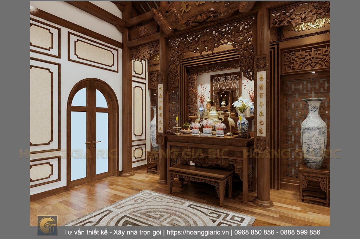 Thiết kế nội thất biệt thự tân cổ điển Hải dương nd22018, phối cảnh phòng thờ 2