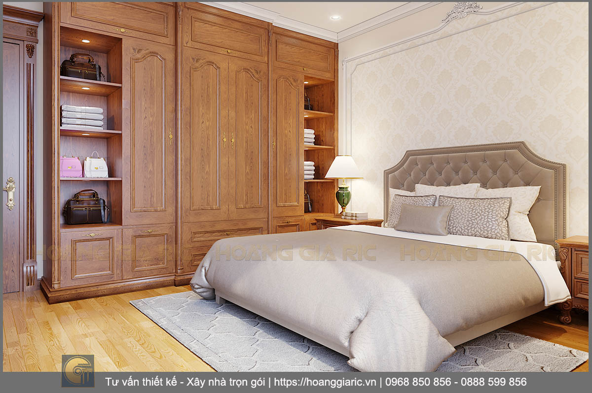 Thiết kế nội thất biệt thự tân cổ điển Hải dương nd22018, phối cảnh phòng ngủ 3.2