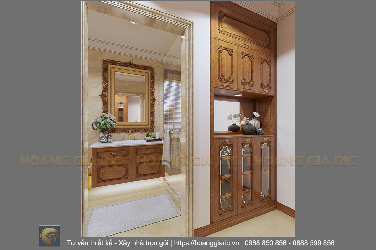 Thiết kế nội thất biệt thự tân cổ điển Hải dương nd22018, phối cảnh phòng tắm 2.3