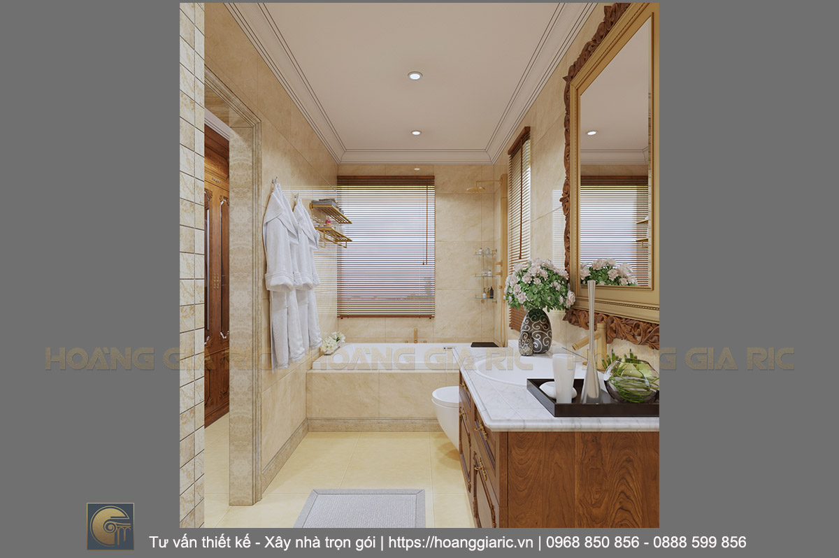 Thiết kế nội thất biệt thự tân cổ điển Hải dương nd22018, phối cảnh phòng tắm 2.5