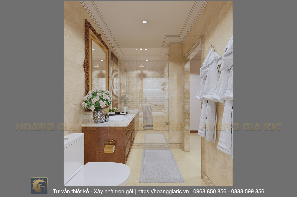 Thiết kế nội thất biệt thự tân cổ điển Hải dương nd22018, phối cảnh phòng tắm 2.6