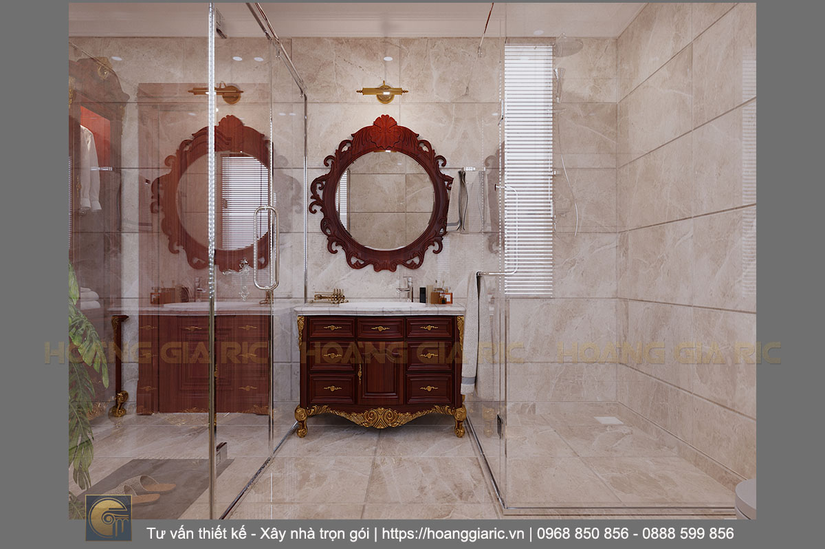 Thiết kế nội thất biệt thự tân cổ điển Hải dương nd22018, phối cảnh phòng tắm 3.3