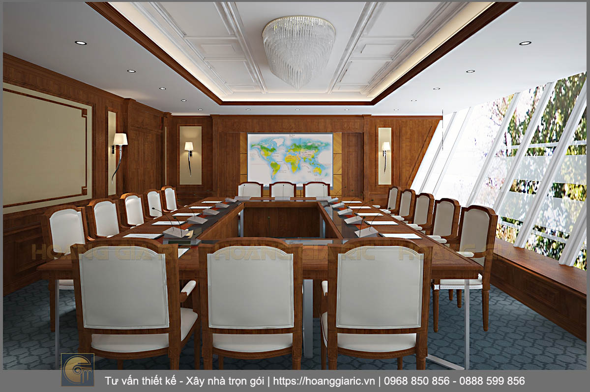 Thiết kế nội thất văn phòng tân cổ điển Hà nội vks22016, phối cảnh phòng họp quốc tế 1