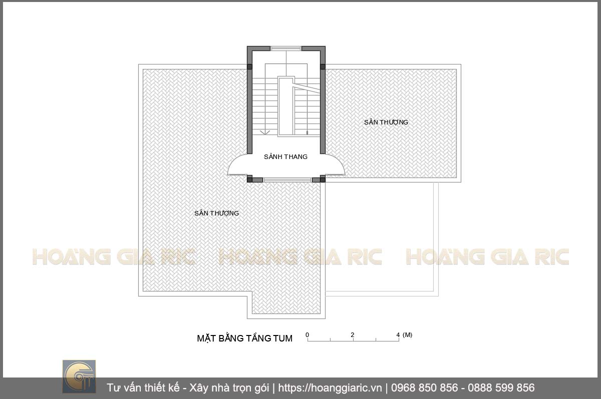 Thiết kế mặt bằng kiến trúc tầng tum biệt thự hiện đại Quảng ninh qn2015