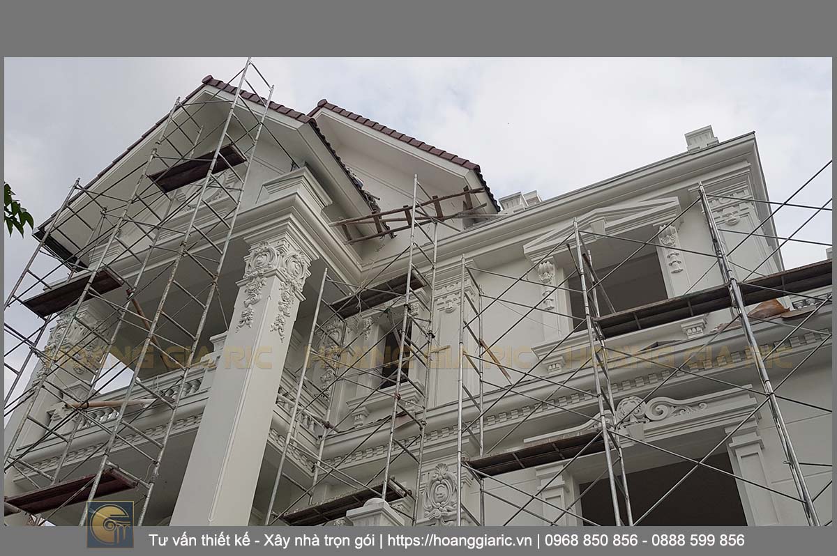 Xây nhà trọn gói biệt thự pháp Hà nội ls2018, thi công sơn tường ngoại thất 3