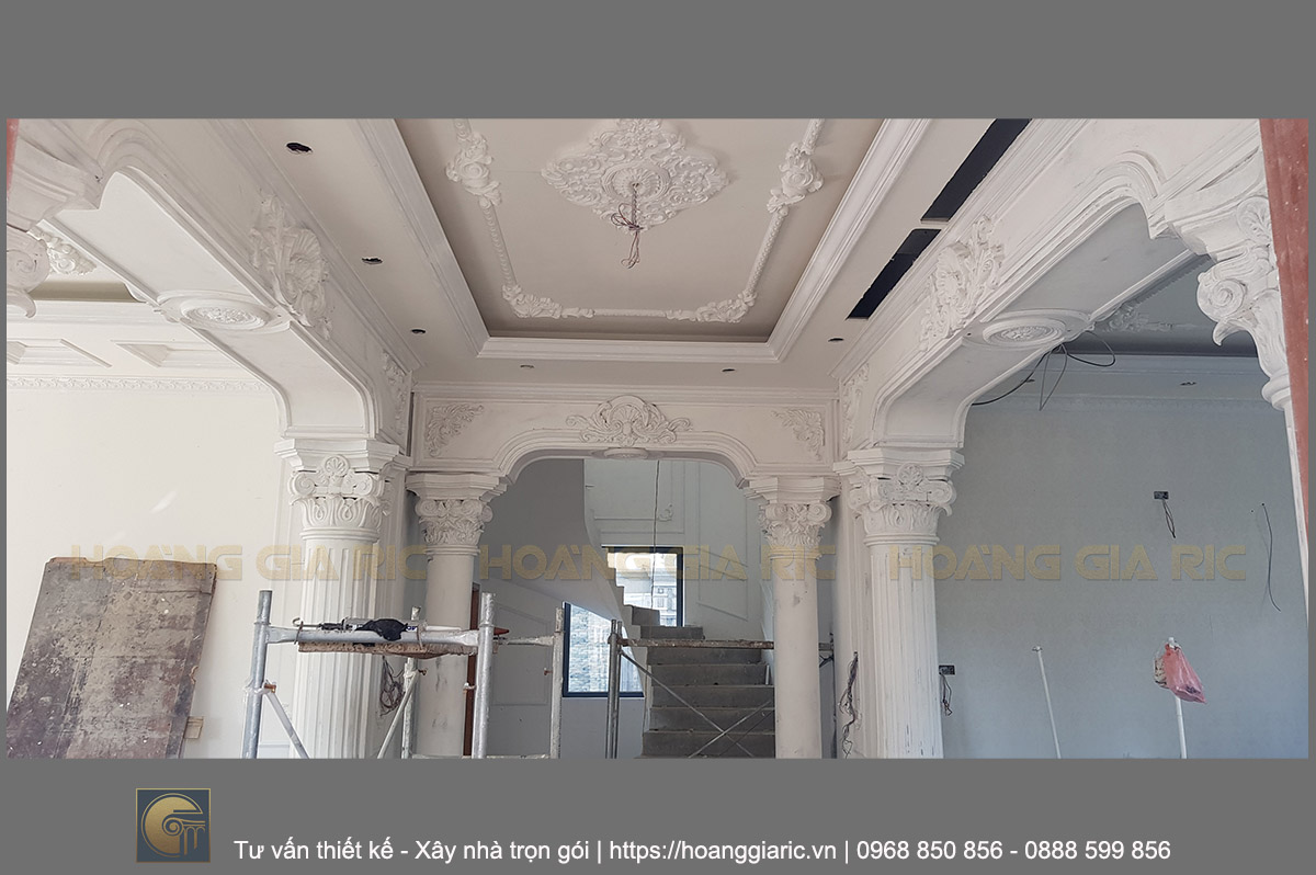 Xây nhà trọn gói biệt thự pháp Hà nội ls2018, thi công sơn tường và trần nội thất 1