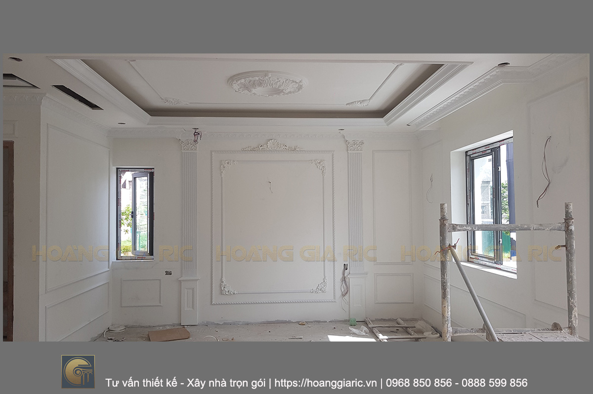 Xây nhà trọn gói biệt thự pháp Hà nội ls2018, thi công sơn tường và trần nội thất 7