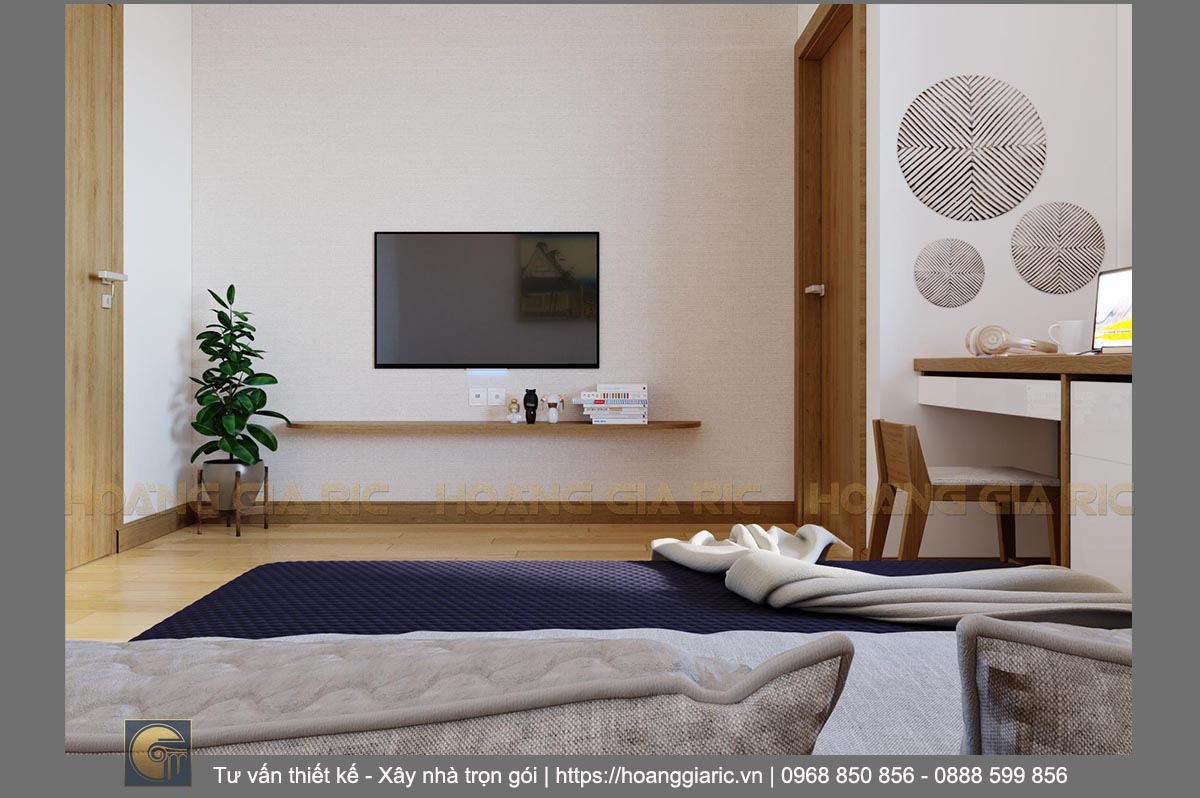 Thiết kế căn hộ mini cho thuê Hà nội jp2-2018, phối cảnh nội thất phòng ngủ 3