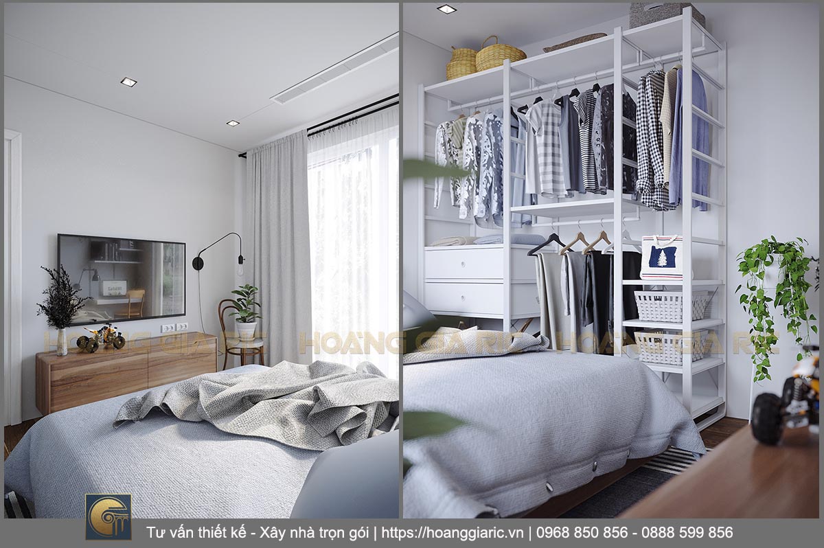 Thiết kế nội thất căn hộ 3 phòng ngủ Hà nội ocp 2019, phối cảnh phòng ngủ 3.2