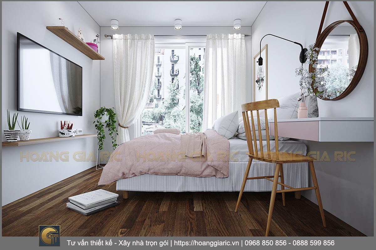 Thiết kế nội thất căn hộ 3 phòng ngủ Hà nội ocp 2019, phối cảnh phòng ngủ 2.2