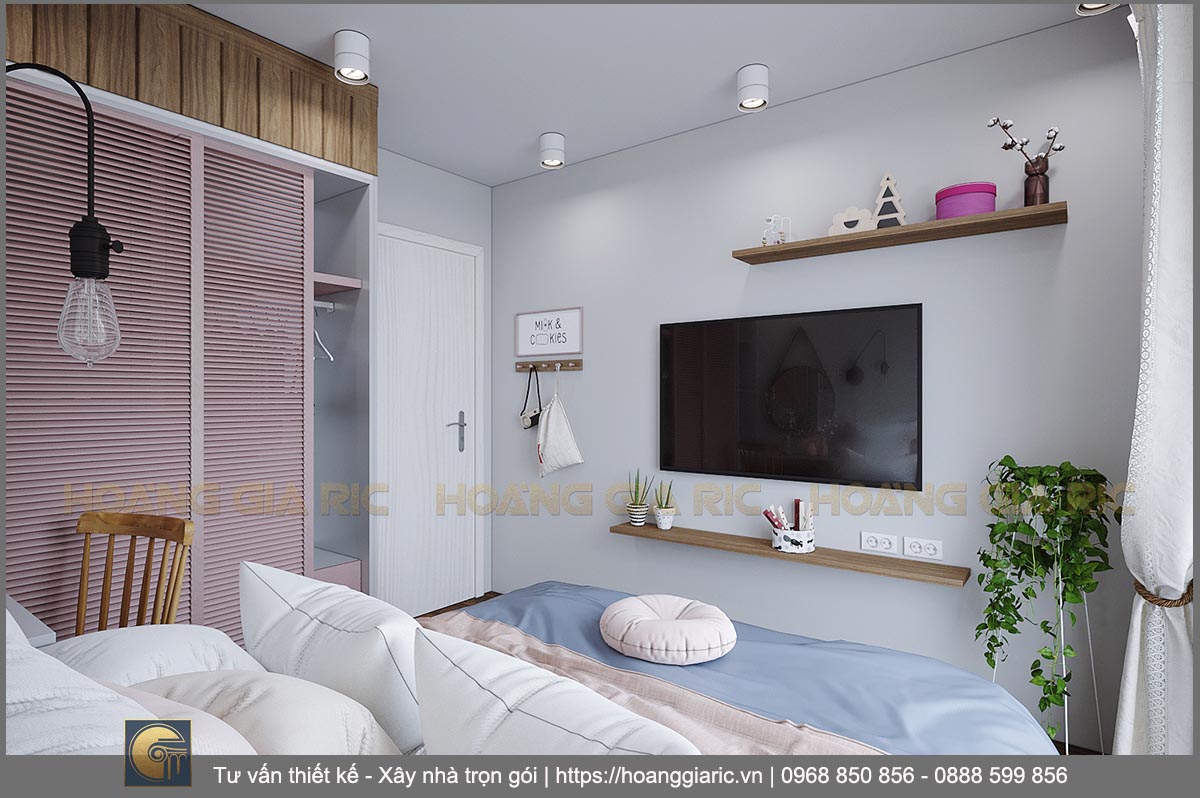 Thiết kế nội thất căn hộ 3 phòng ngủ Hà nội ocp 2019, phối cảnh phòng ngủ 2.3