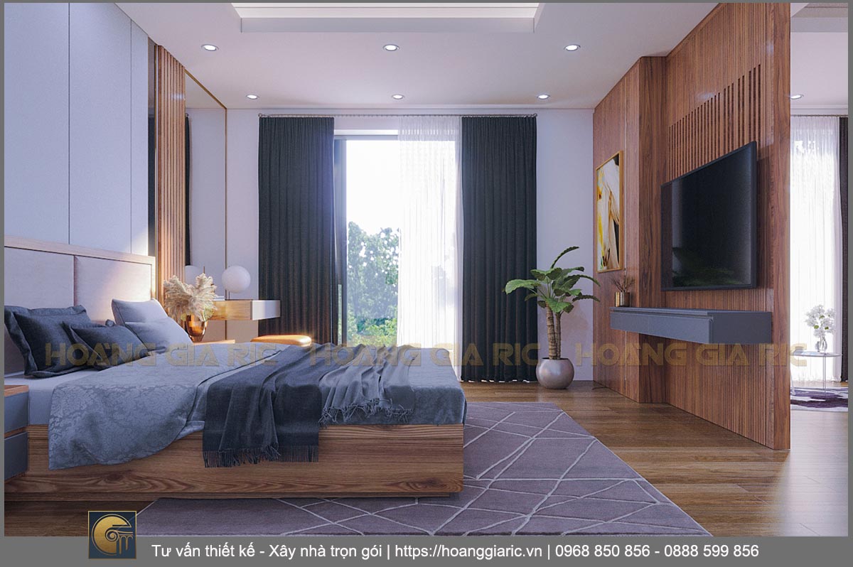 Thiết kế nội thất nhà phố hiện đại, phối cảnh phòng ngủ 1.1