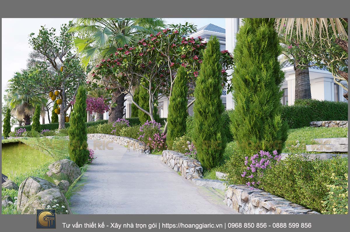 Thiết kế quy hoạch khu biệt thự nghỉ dưỡng Hoà bình hb2019, phối cảnh cận cảnh sân vườn 5