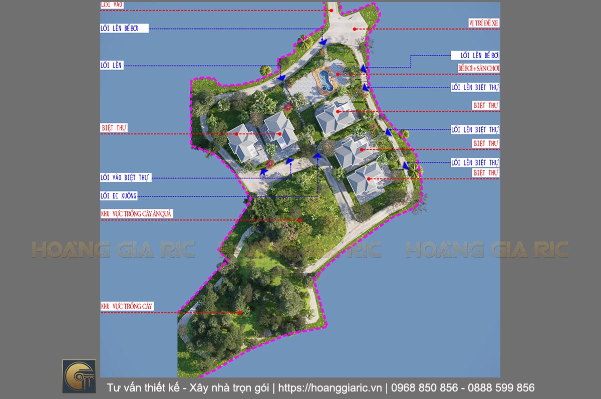 Thiết kế quy hoạch khu biệt thự nghỉ dưỡng Hoà bình hb2019, phối cảnh tổng thể 1