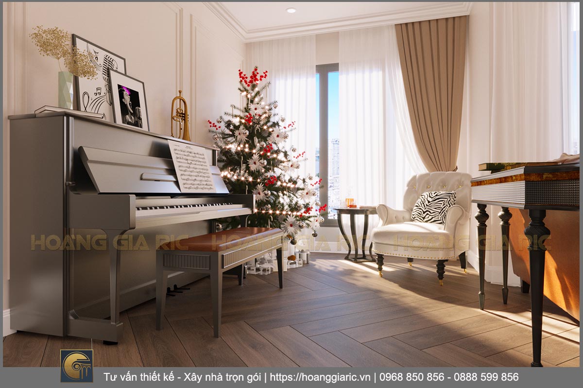 Thiết kế nội thất căn hộ chung cư 2pn Vinhomes Smart City Sc2019, phối cảnh không gian piano