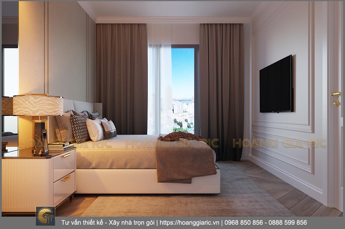 Thiết kế nội thất căn hộ chung cư 2pn Vinhomes Smart City Sc2019, phối cảnh phòng ngủ 1.2