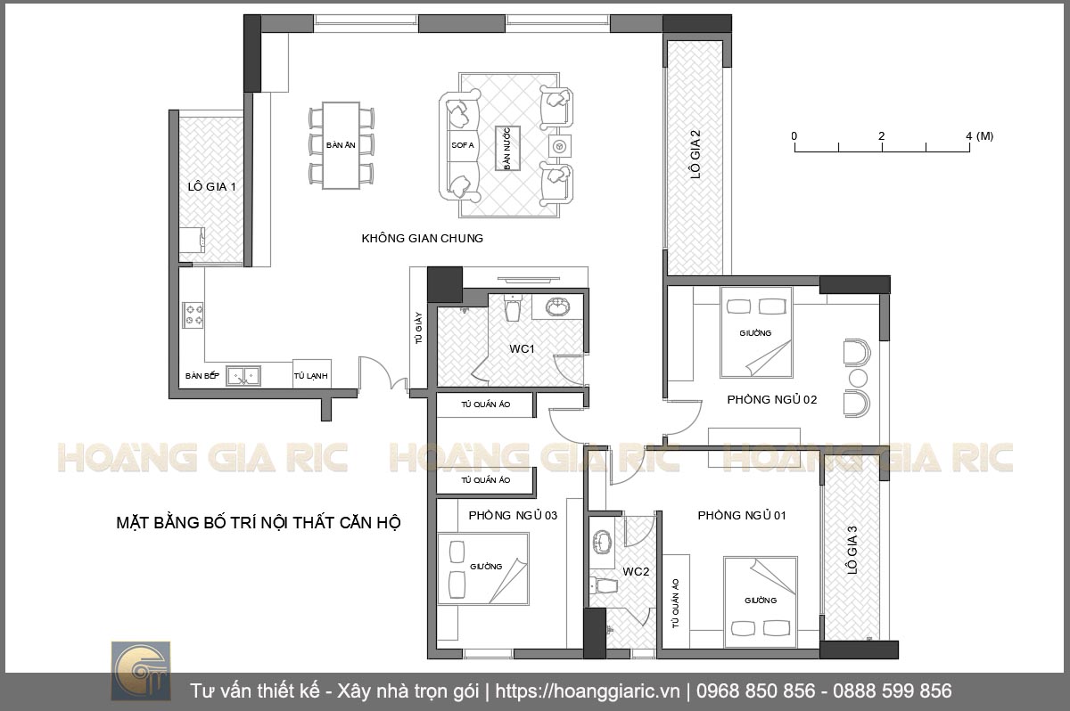 Thiết kế mặt bằng bố trí nội thất căn hộ chung cư hiện đại Hà nội ud22019