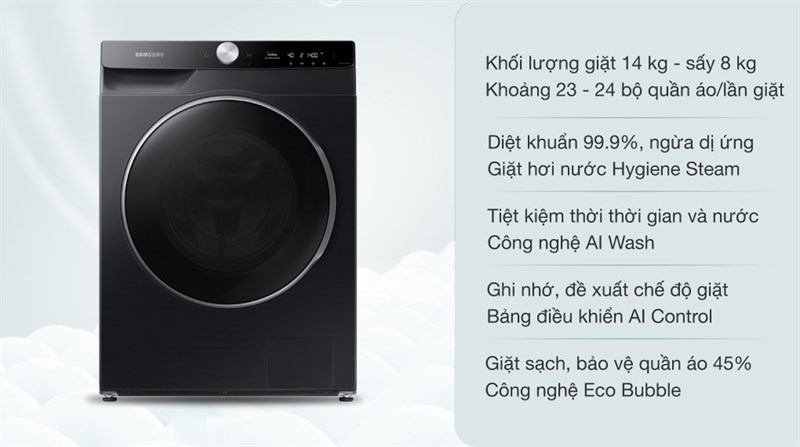 Máy giặt sấy Samsung AI Inverter 14kg WD14TP44DSB/SV (Mới 2021)