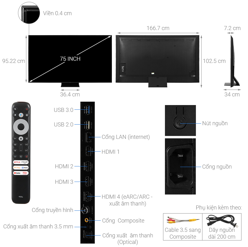 Google TV TCL QD-Mini LED 4K 75C755