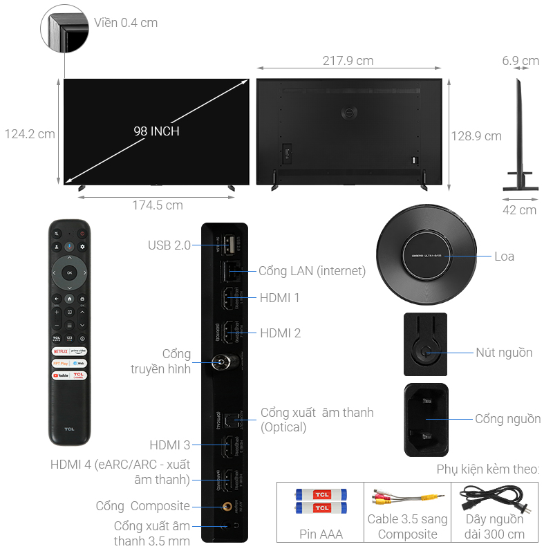 Google TV QD-Mini LED TCL 4K 98C755