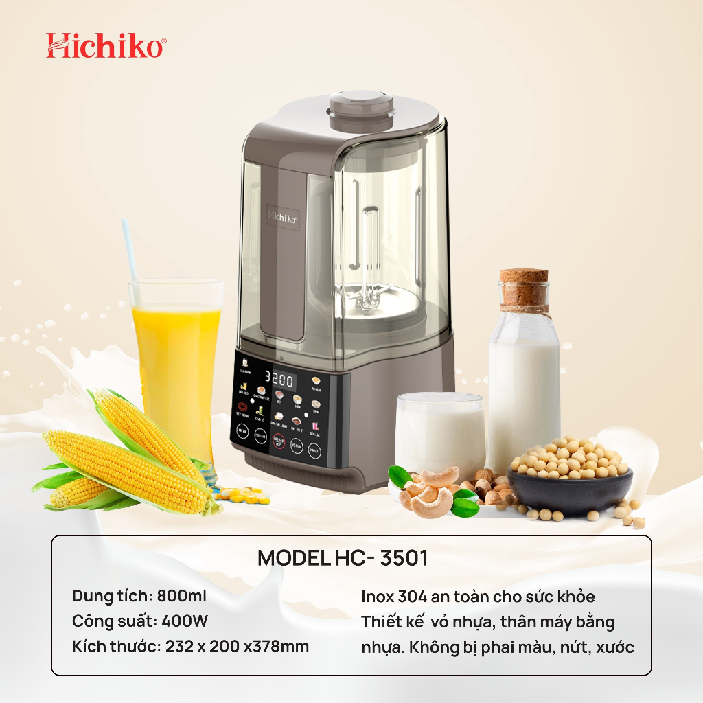 Máy làm sữa hạt 1600ml Hichiko HC-3501