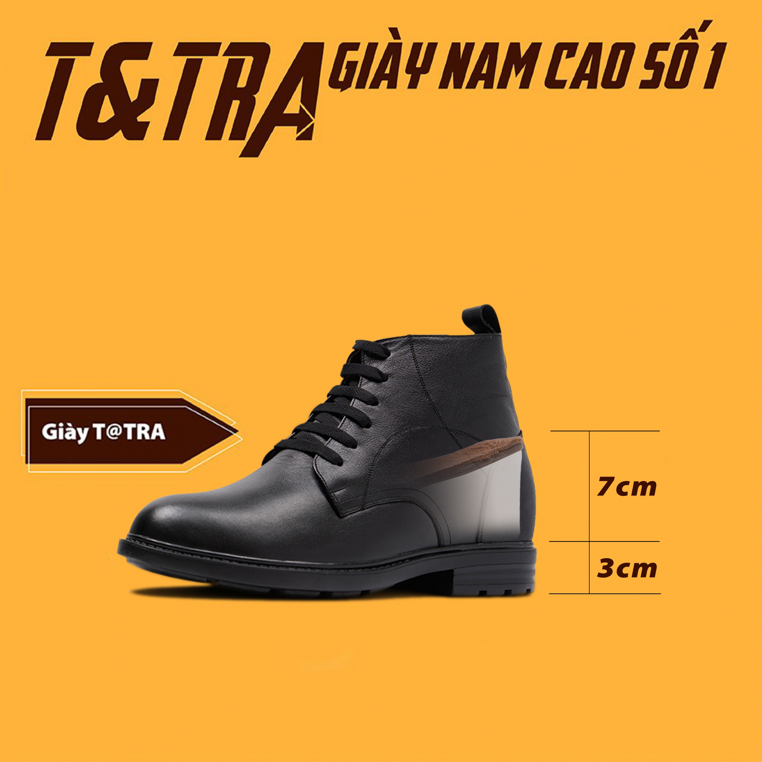 Giày Boots Nam T110Đ cao 10cm