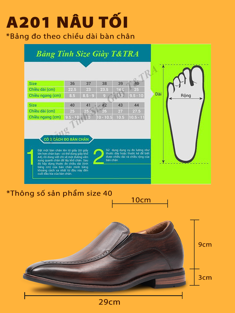 Giày Tăng Chiều Cao Nam A201Nt
