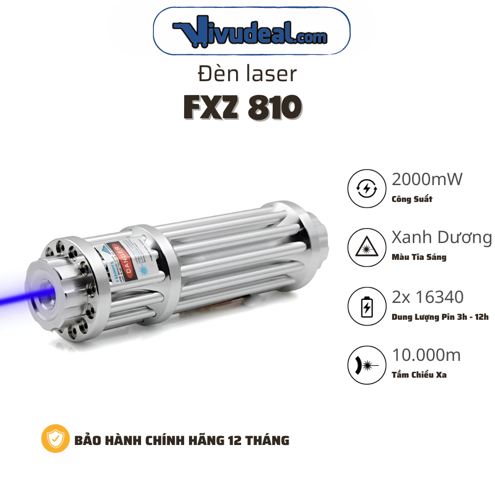 Đèn Laser FXZ 810 Tia Xanh Dương | Công Suất 2000mW | Tần Chiếu Xa 10.000m