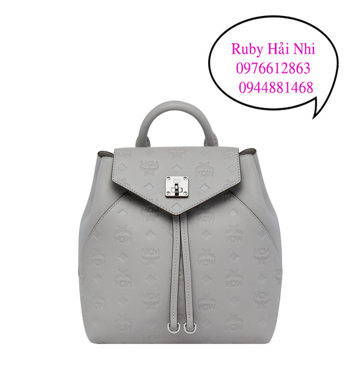 Balo MCM ESSENTIAL BACKPACK IN MONOGRAM LEATHER - WHITE