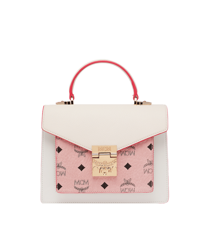 Túi MCM Small Patricia Satchel in Visetos Leather Block - Soft Pink & Shell