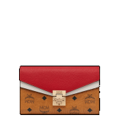Túi MCM Large - Patricia Crossbody Wallet in Visetos Leather Block - Cognac & Ruby Red