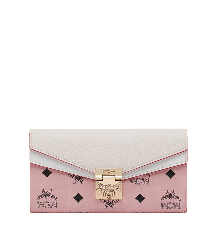 Túi MCM Large - Patricia Crossbody Wallet in Visetos Leather Block - Soft Pink & Shell