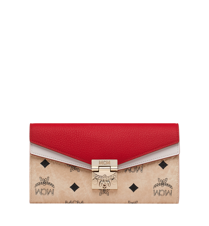 Túi MCM Medium - Millie Flap Crossbody in Visetos Leather Block - Beige & Ruby Red