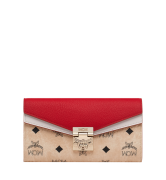 Túi MCM Large - Patricia Crossbody Wallet in Visetos Leather Block - Beige & Ruby Red