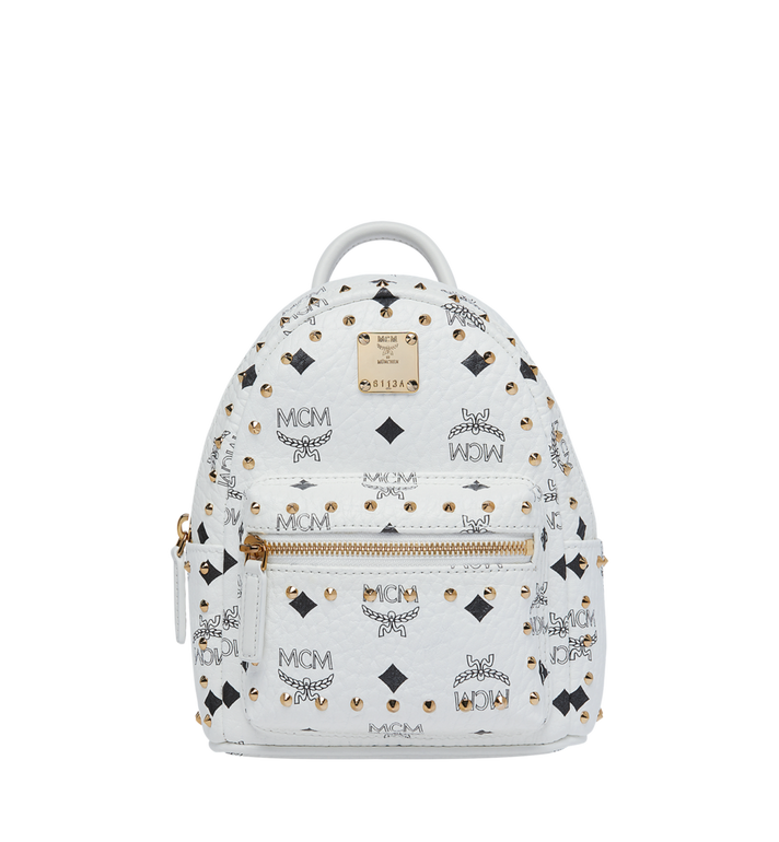 Balo MCM 20 Cm - Stark Bebe Boo Backpack in Studded Outline Visetos - White