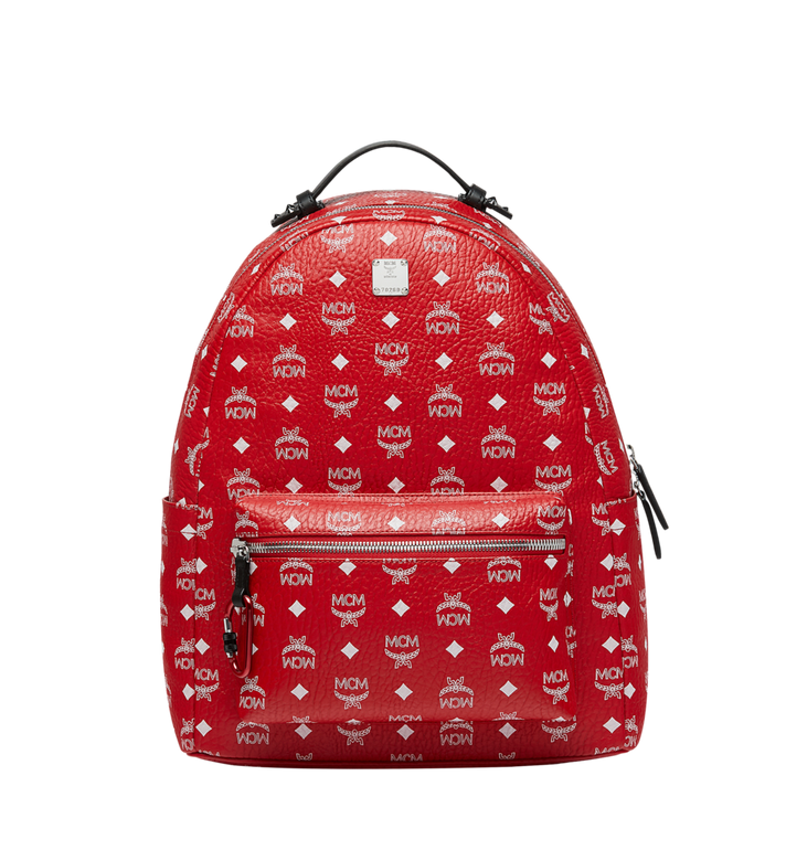 Balo MCM Stark Backpack in White Logo Visetos - Viva Red - 32cm