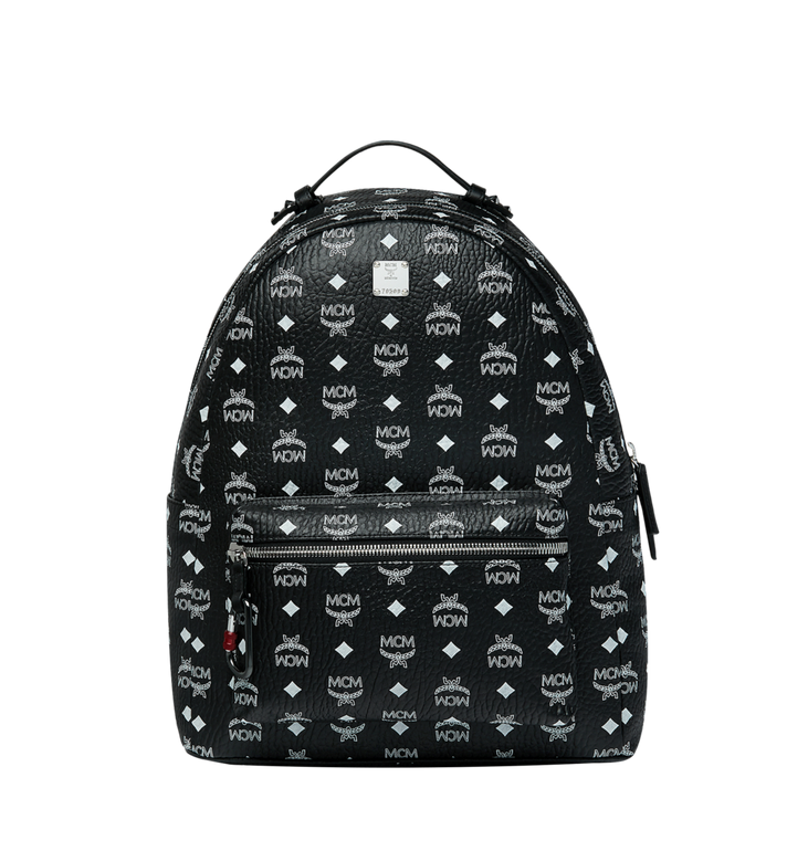 Balo MCM Stark Backpack in White Logo Visetos - Black - 32cm