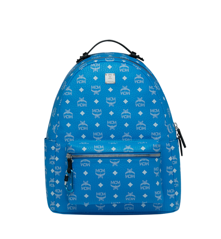 Balo MCM Stark Backpack in White Logo Visetos - T. Blue - 32cm