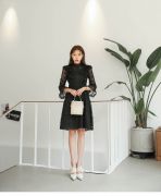 THỜI TRANG HÀN QUỐC - High Neck A-Line Lace Dress