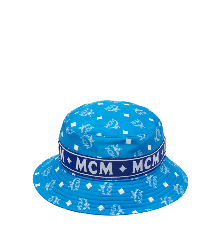 NÓN MCM - White Logo Nylon Bucket Hat - Blue