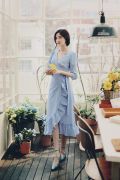 THỜI TRANG HÀN QUỐC - THỜI TRANG HÀN QUỐC - Romantic frill stripe dress
