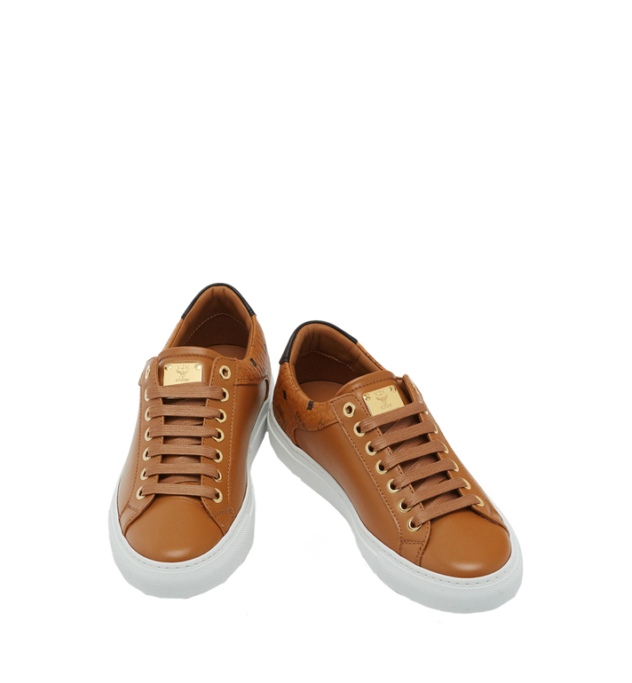 GIÀY MCM -  Logo ColorBlock Leather Sneakers - Cognac